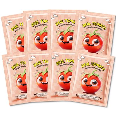 CAKAILA 8 Pack Tomato Face Mask,Pink Face Masks Skincare Spa Day Kit Supplies,Spa Party Favors for Women,Sheet Facial Mask Skincare Gifts Set,Moisturize Soothe for All Skin Types