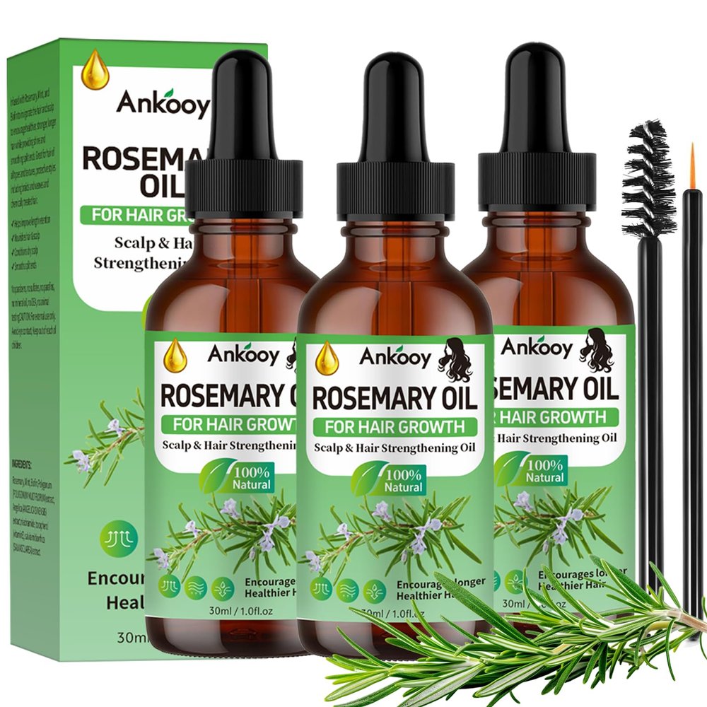 3 Pack Rosemary Oil for Hair Growth,Rosemary Hair Growth Oil,Strengthening Oil for Dry Damaged Hair,Hair Loss Treatment & Thickens Hair,Scalp Care Promotes Hair Thickness for Men Women