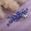 Aimimier Bridal Royal Blue Crystal Hair Comb Blue Beads Silver Leaf Hair Side Comb Flower Rhinestone Marquise Hair Piece Wedding Hair Accessories for Women and Girls (Blue) view 3