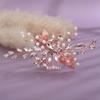 Aimimier Bridal Clear Crystal Hair Comb Beads Leaf Hair Side Comb Flower Rhinestone Marquise Hair Piece Wedding Hair Accessories for Women and Girls (Rose gold) view 1