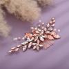 Aimimier Bridal Clear Crystal Hair Comb Beads Leaf Hair Side Comb Flower Rhinestone Marquise Hair Piece Wedding Hair Accessories for Women and Girls (Rose gold) view 3