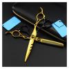 ZHOUYANB Hair Clippers 6 Inch Gold Hollow Hairdressinghaircutting Scissors, Haircut Thinning, Hairdresser, Hairdressinghaircutting Scissors Hair Cutting Shears (Set one Size) view 2