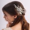 Aimimier Bridal Clear Crystal Hair Comb White Beads Silver Leaf Hair Side Comb Flower Rhinestone Marquise Hair Piece Wedding Hair Accessories for Women and Girls (Silver) view 2
