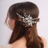 Aimimier Bridal Clear Crystal Hair Comb White Beads Silver Leaf Hair Side Comb Flower Rhinestone Marquise Hair Piece Wedding Hair Accessories for Women and Girls (Silver) view 3
