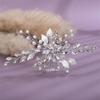 Aimimier Bridal Clear Crystal Hair Comb White Beads Silver Leaf Hair Side Comb Flower Rhinestone Marquise Hair Piece Wedding Hair Accessories for Women and Girls (Silver) view 4
