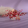 Aimimier Bridal Red Crystal Hair Comb Red Beads Leaf Hair Side Comb Flower Rhinestone Marquise Hair Piece Wedding Hair Accessories for Women and Girls (Red) view 2