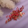 Aimimier Bridal Red Crystal Hair Comb Red Beads Leaf Hair Side Comb Flower Rhinestone Marquise Hair Piece Wedding Hair Accessories for Women and Girls (Red) view 3