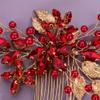 Aimimier Bridal Red Crystal Hair Comb Red Beads Leaf Hair Side Comb Flower Rhinestone Marquise Hair Piece Wedding Hair Accessories for Women and Girls (Red) view 4