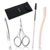 4-in-1 Eyebrow Grooming Set, Travel Brow Set, Japanese Blades Precision Eyebrow Razors W/Tweezer & Trimmer Scissor and Brow Brush, Professional Eyebrow Trimmers for Women, Travel Bag Included view 1