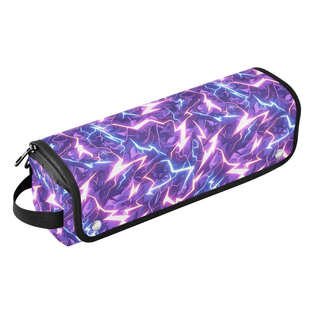 Lightening Blue Nature Purple Hair Tools Travel Bag with Removable Heat Resistant Mat Curling Iron Travel Holder Storage Bag for Hot Tools Curling Iron Flat Irons Hair Volumizer Styler,