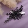 Aimimier Bridal Black Crystal Hair Comb Beads Silver Leaf Hair Side Comb Flower Rhinestone Marquise Hair Piece Wedding Hair Accessories for Women and Girls (Black) view 3