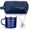 3 Pcs Thank You Gift for Men Employee Appreciation Gift Leather Toiletry Bag 12 oz Inspirational Mug Motivational Keychain May You Be Proud Sign for Team Coach Male Staff Teacher Coworker(Blue) view 1