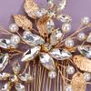 Aimimier Bridal Clear Crystal Hair Comb White Beads Golden Leaf Hair Side Comb Flower Rhinestone Marquise Hair Piece Wedding Hair Accessories for Women and Girls (Gold) view 4