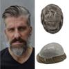 Mens Hair Piece Human Hair System for Men Toupee 0.06mm Ultra Thin Skin Hair Replacement System for Mens Hairpieces Protesis Capilar #550 5# MEDIUM LIGHT BROWN+50% GREY 8x10 100% density view 1