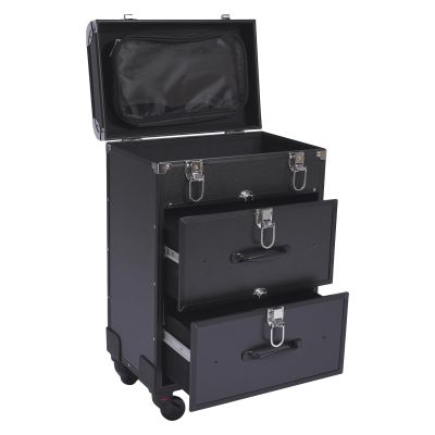 Ageanbri Professional Rolling Makeup Train Case with Drawers, Large Cosmetic Trolley with Locks, Cosmetics Storage Organizer Make up Case for Travel Makeup/Nail Art/Hair Styling (black)