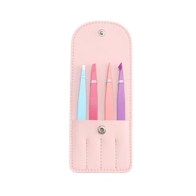 Beauty Tools Eyebrow Tweezers Stainless Steel Black Eyebrow Tweezers Tweezers Multi-purpose Plucking Eyebrow Tweezers Set(Pink)