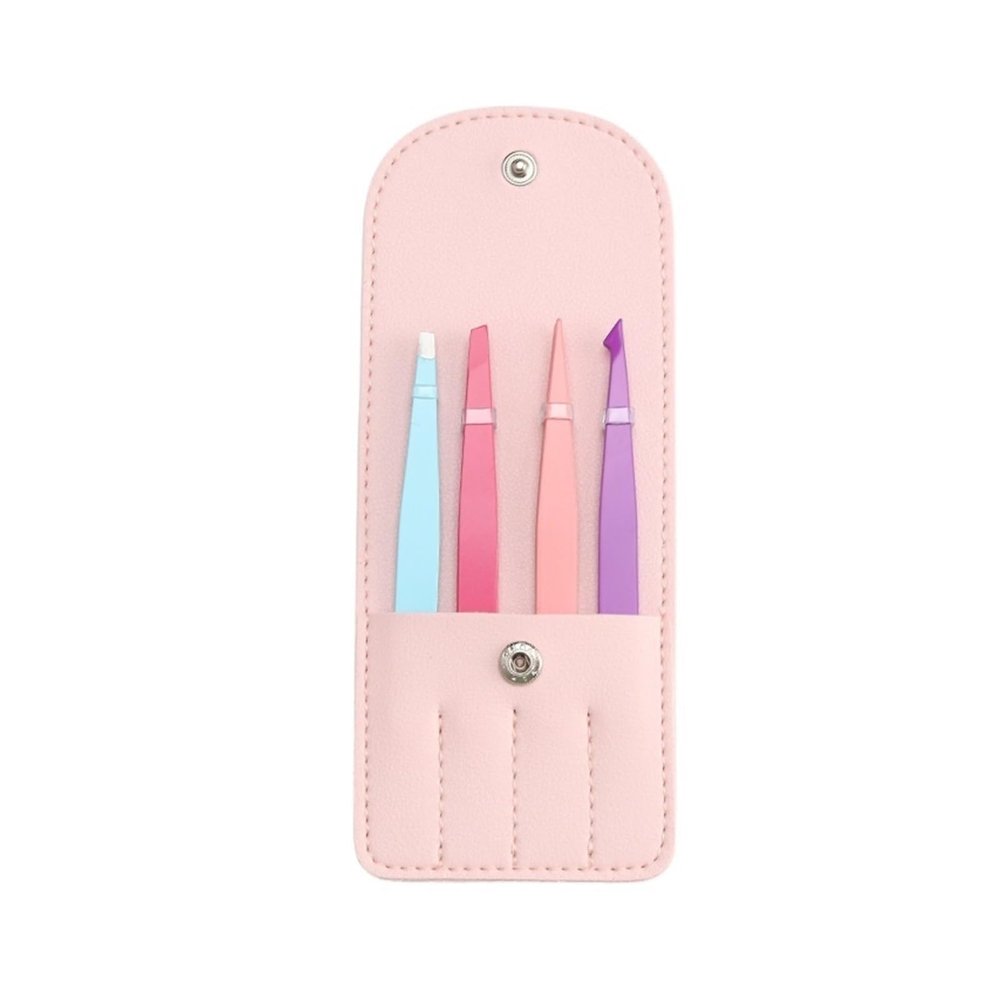 Beauty Tools Eyebrow Tweezers Stainless Steel Black Eyebrow Tweezers Tweezers Multi-purpose Plucking Eyebrow Tweezers Set(Pink)