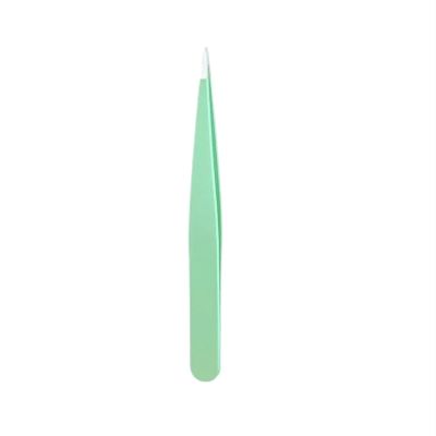Eyebrow Tweezers Fine Hairs Puller Beard Hair Removal Plucker Stainless Steel Eye Brow Clips Makeup Tool(Green Pointed Tip)