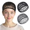 2 Pcs Tubi Hair Wrap Hair Nets For Sleeping Mesh Crochet Hair Net Snood Hat Sleep Cap Shower Cover Ornament Hair Wrap Nets For Women Sleep Black Mesh Crochet Hair Net For Women Black And Gray view 1