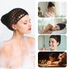2 Pcs Tubi Hair Wrap Hair Nets For Sleeping Mesh Crochet Hair Net Snood Hat Sleep Cap Shower Cover Ornament Hair Wrap Nets For Women Sleep Black Mesh Crochet Hair Net For Women Black And Gray view 3