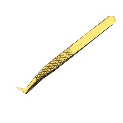 Eyelashes Tweezers Stainless Steel Superhard Anti-static Tweezers For Eyelash Extensions Lashes Tools(Gold)