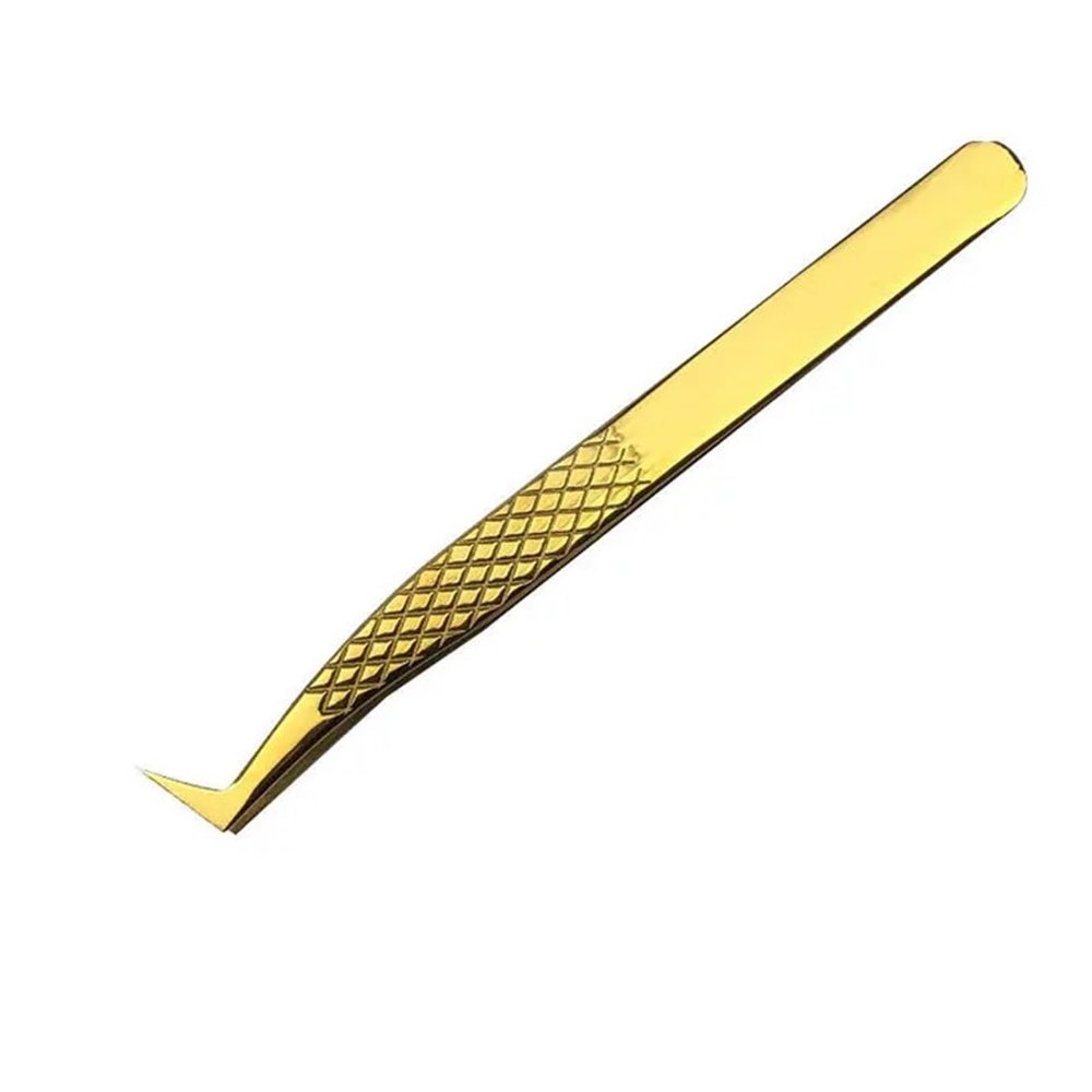 Eyelashes Tweezers Stainless Steel Superhard Anti-static Tweezers For Eyelash Extensions Lashes Tools(Gold)