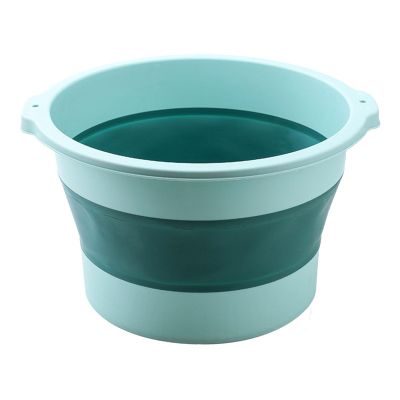 FLEXMAN Foot Soaking Tub, Folding Foot Bath Soak Tub, Portable Widening Handle Foot Tub with Massage Acupoint for Dormitories, Traveling or Outdoor Places (Light Green)