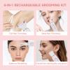 Electric Razors Shaver for Women Painless 4 in1 Women Shaver Cordless Rechargeable Facial Eyebrow Razors & Nose Hair Trimmer Lips Body Bikini Trimmer for Womens Grooming Kit 3028 White view 3