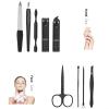 8KLANMMQ 9pcs/Set Nail Clippers Manicure Pedicure Set Portable Travel Stainless Steel Nail Cutter Tool Kit (Color : Red, Size : 10.8 * 2.2 * 6cm) (Black 10.8 * 2.2 * 6cm) view 3