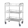 Salon Beauty Trolley 3 Layers Cart Trolley, Lab Serving Cart Trolley Stainless Steel Serving Lab Equipment with Lockable Wheel, for Spa Storage Tray Therapy,Silver 50x40x86cm view 1