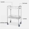 Salon Beauty Trolley 3 Layers Cart Trolley, Lab Serving Cart Trolley Stainless Steel Serving Lab Equipment with Lockable Wheel, for Spa Storage Tray Therapy,Silver 50x40x86cm view 3