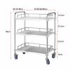 Salon Beauty Trolley 3 Layers Cart Trolley, Lab Serving Cart Trolley Stainless Steel Serving Lab Equipment with Lockable Wheel, for Spa Storage Tray Therapy,Silver 50x40x86cm view 4