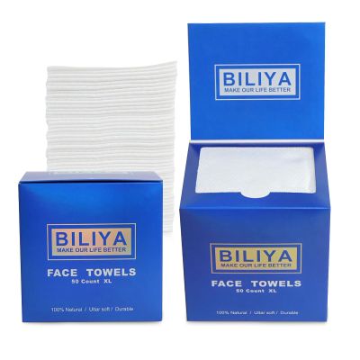 BILIYA XL Disposable Face Towels,100% Biodegradable,Ultra Soft Makeup Remover Wipes for Sensitive Skin, 10 x 12 "50 Ct, 1 pack