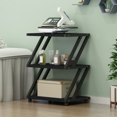 Salon Beauty Trolley 3 Tiers Beauty Salon Trolley Cart, Steel Frame Salon Spa Rolling Trolley Stand Mobile Cart with Wheel Beauty Instrument Storage Tray,Black