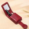 Lipstick Case with Mirror for Purse,Travel Cosmetic Mirror Lipstick Case Lip Gloss Bag Coin Purse Portable PU Leather Lipstick Pouch(Black) view 3