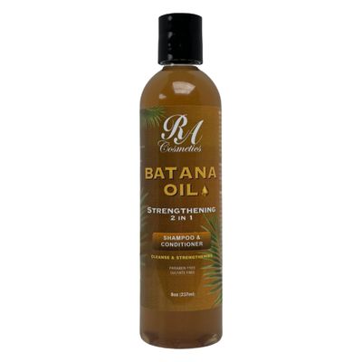 RA COSMETICS Batana Oil 2-in-1 Strengthening Shampoo & Conditioner Promotes Hair Growth, Reduces Hair Thinning, Hydrates & Repairs Dry, Damaged Hair Sulfate & Paraben-Free Natural Hair Care - 8oz