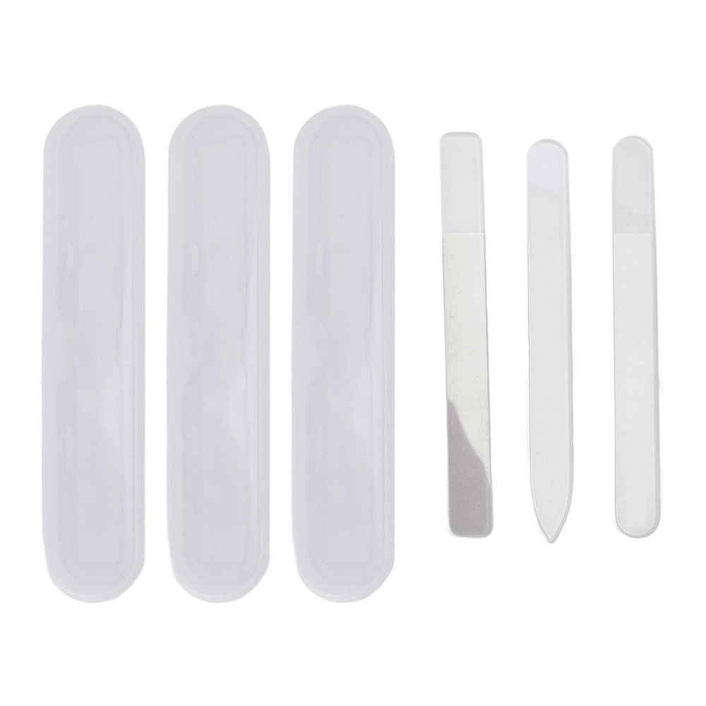 3pcs Glass Nail File Set, Professional Fingernail File for Home and Nail Salon, Long Lasting, Dependable and Stable Performance, Fine Buffing, Easy to Carry for Nail Conditioning