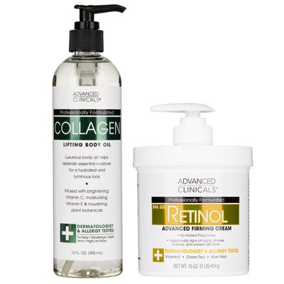 Advanced Clinicals Retinol Anti-Aging Cream + Collagen Hydrating Body Oil Bundle