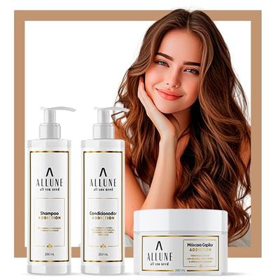 Allune Addiction kit Hair Mask, Shampoo, Conditioner, Treatment, 8.1 fl oz, Brazilian Natural Ingredients