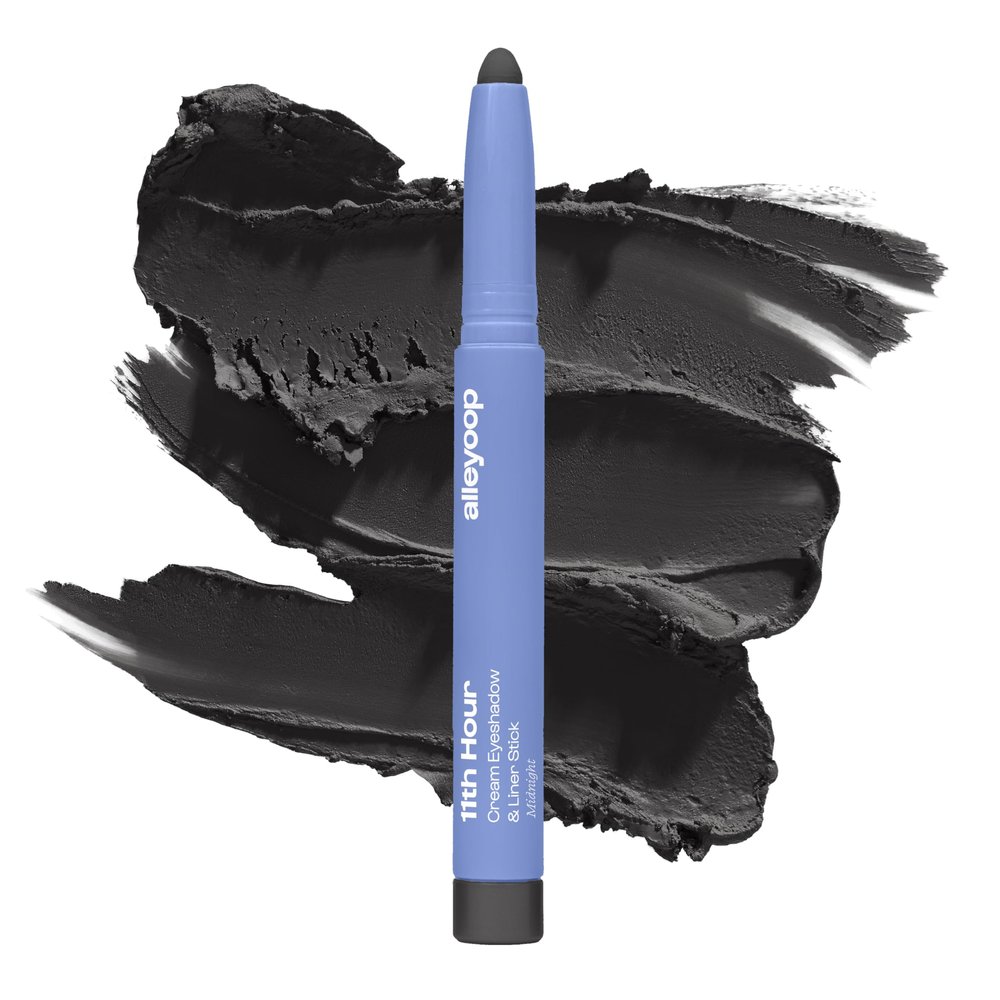 ALLEYOOP 11th Hour Waterproof Cream Eyeshadow Stick Long-Lasting Eye Shadow Pencil & Eyeliner, Cream to Powder Stick & Highlighter Smudge-Proof Eyeshadow Matte, Black Matte