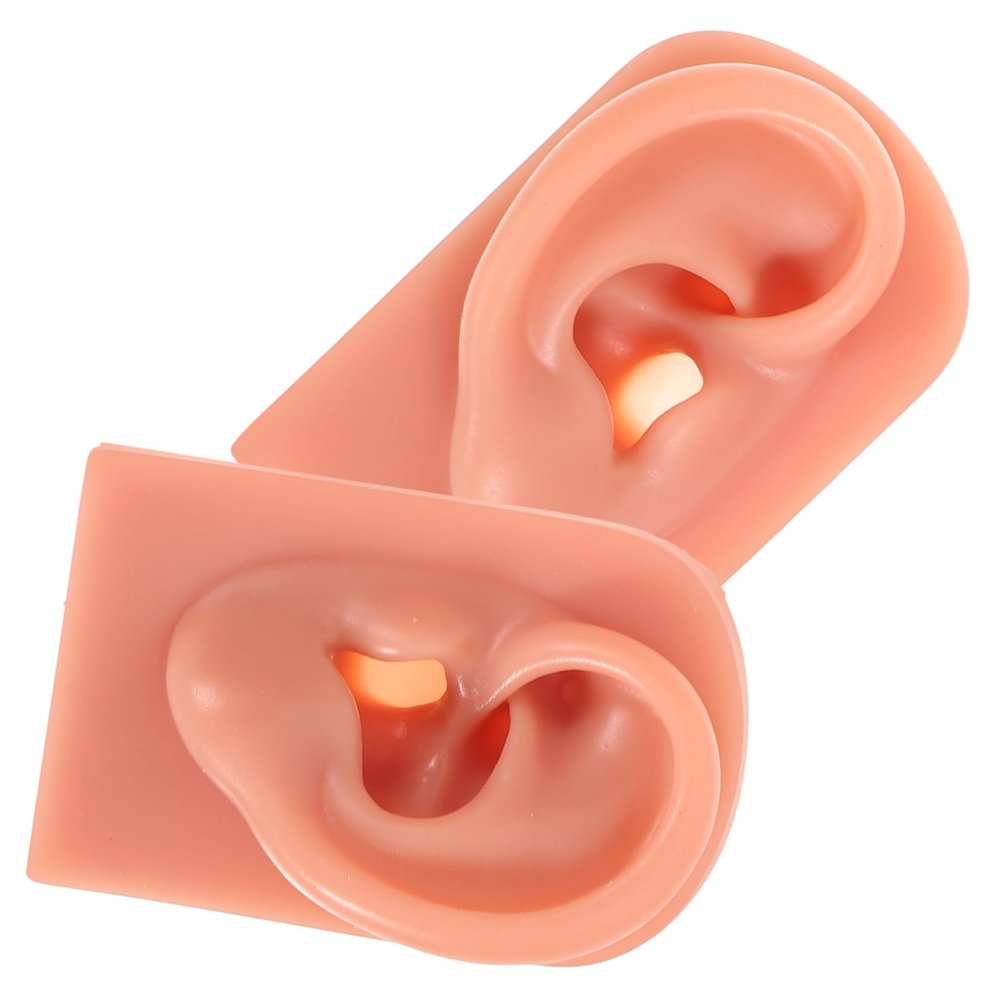 BIUDECO 2pcs Practice Piercing Silicone Human Ear Models Professional Training Supplies Realistic Ear Tunnels