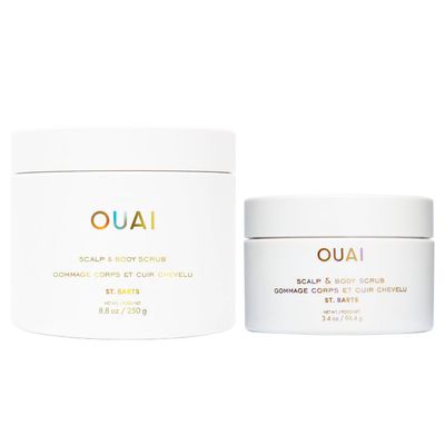 OUAI St. Barts Scalp & Body Scrub Bundle - Foaming Coconut Oil Sugar Scrub & Gentle Scalp Exfoliator Cleanses, Removes Buildup & Moisturizes Skin - Sulfate Free Body Care (2 Count, 3.4 Oz/8.8 Oz)