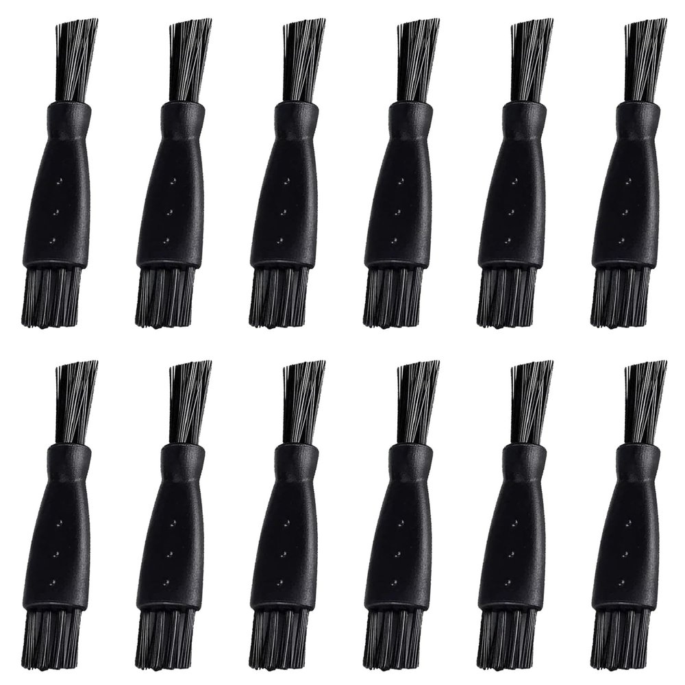 LinMei 12PCS Electric Shaver Cleaning Brush Double-Sided Nylon Bristles with Non-Slip Handle for Razors Trimmers Hair Clippers (Black)