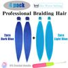 Blue Braiding Hair Pre Stretched 26 Inch 4 Packs Colored Braiding Hair Extensions for Braids Synthetic Yaki Braids Hair Professional Hot Water Setting (2 dark blue+2 light blue) view 2