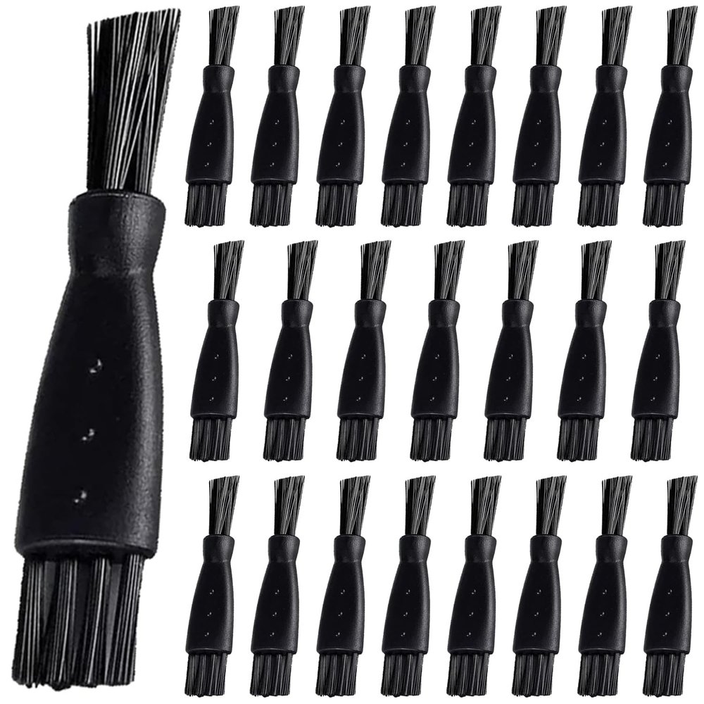LinMei 24PCS Electric Shaver Cleaning Brush Double-Sided Nylon Bristles with Non-Slip Handle for Razors Trimmers Hair Clippers (Black)
