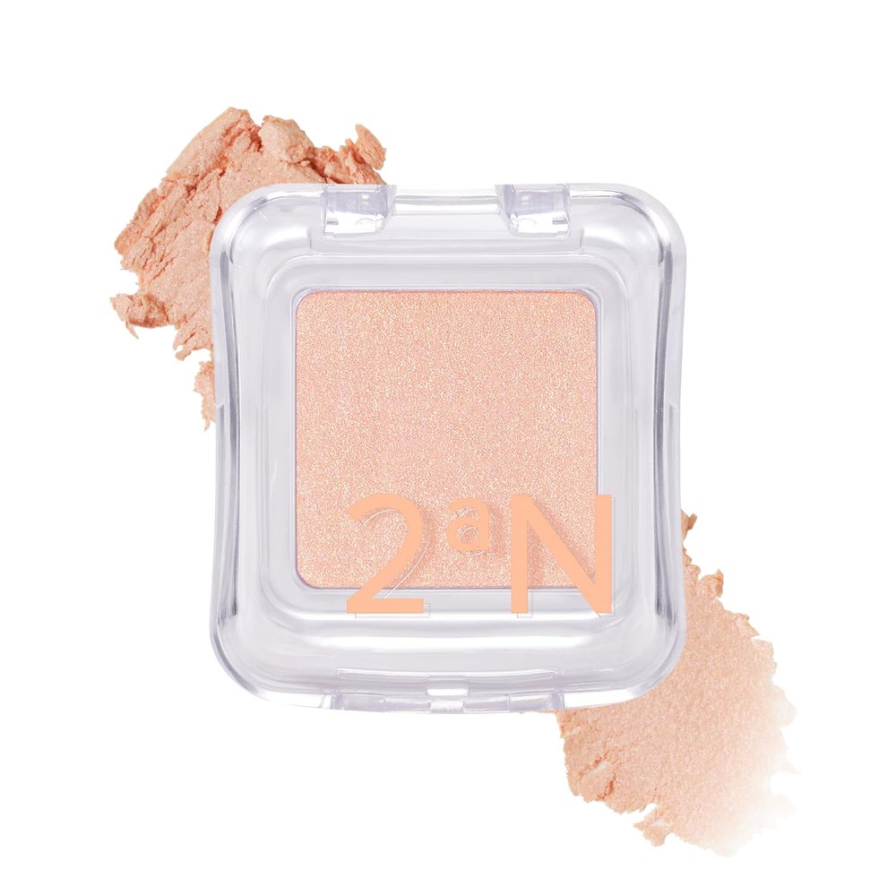 2aN Pure Glash Highlighter OR01 Peach Beam Glass-Like Sheen Powder Highlighter for a Natural, Radiant Glow | Buildable, Long-Lasting, Lightweight Formula