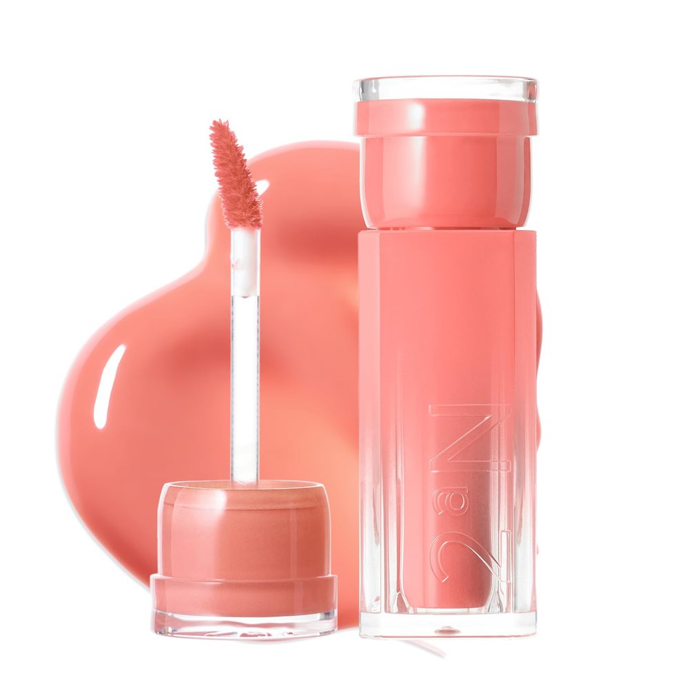 2aN Glaze Bouncing Tint  Lightweight, Moisturizing Lip Tint with High-Shine Finish, Smooth, Light Plumping, Comfortable Wear, Korean Makeup (Nudy Coco, 0.16 oz)