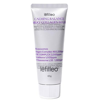 1 PC Lefilleo Calming Balance Milky Collagen Mask Facial Peel off Cream Mask, Soothing Hydrating Relieving Redness Reduce Fine Lines, 65g