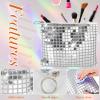 10 Pcs Disco Cosmetic Bags for Women 7.8 x 6.6 Inch Disco Makeup Bags Bachelorette Party Favors Bag Silver Sequins Makeup Bag Purse with Zipper for Bridal New Years Eve 70s 80s 90s Party Decorations view 3