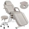 KIIUMI Facial Tattoo Chair, Esthetician Lash Bed Multi-use Tattoo Massage Table for Artist with Hydraulic Stool, 3-Section Beauty Barber Spa Equipment w/Removable Armrests & Headrest, Gray view 1